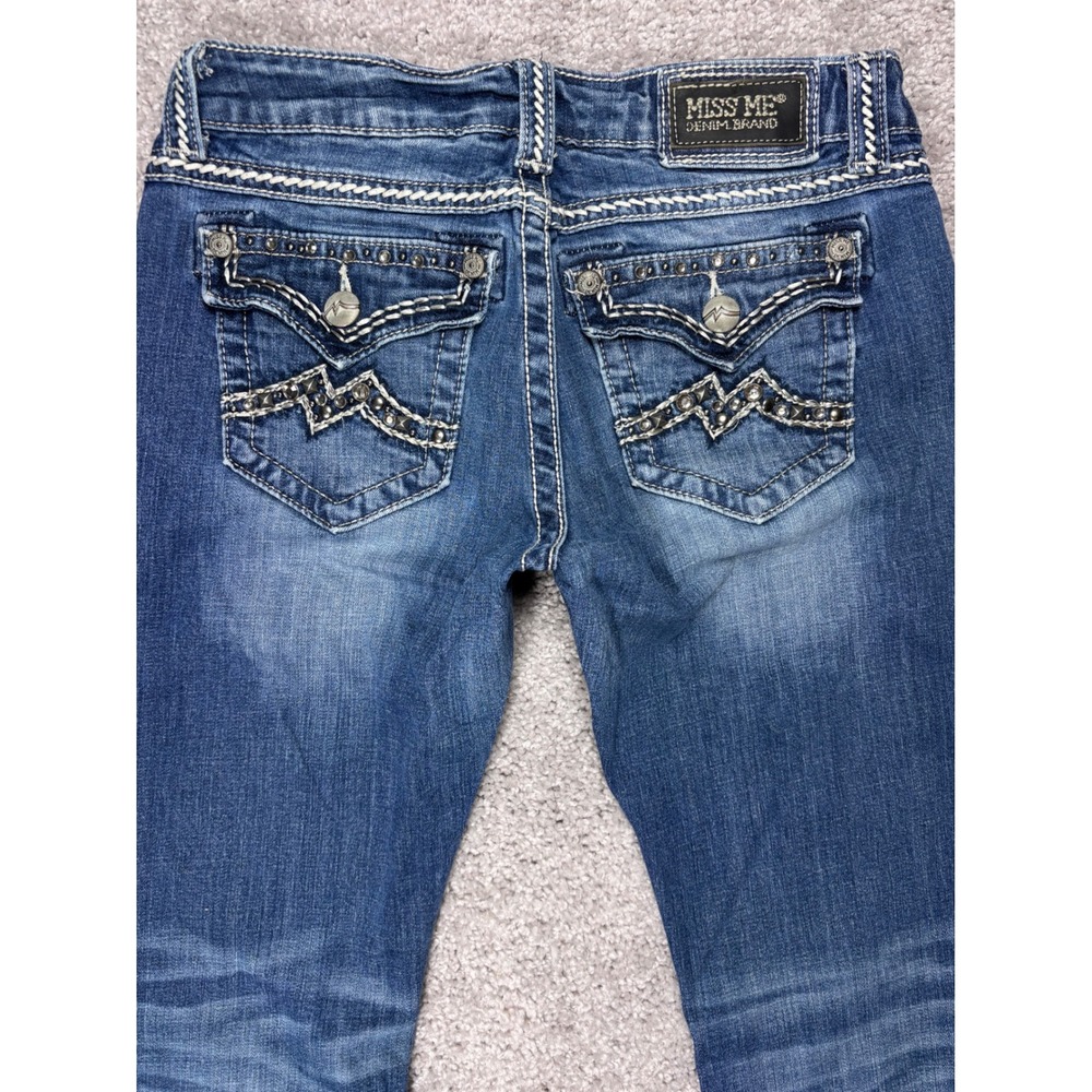 Miss Me Easy Boot Dark Wash Embellished Bootcut Jeans Womens 27 (28x33 Measured)